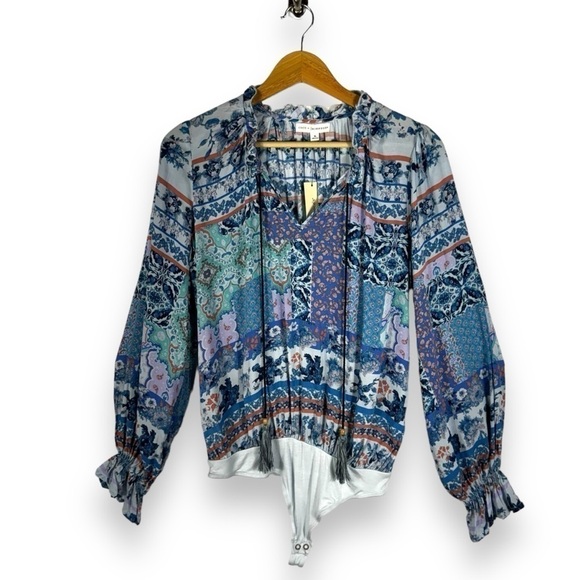 4 for $20 SALE! Francesca's Collections Peasant Bodysuit, Paisley, Size XL - Picture 1 of 12